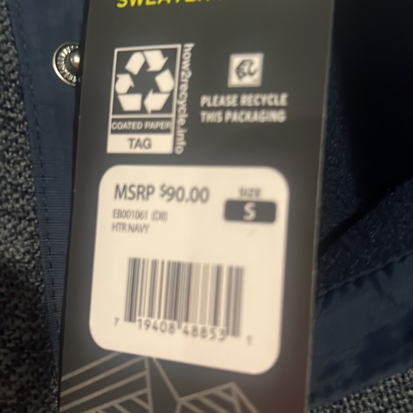 Men’s Eddie Bauer  blue sweater, fleece size, small with pockets new - Picture 3 of 9